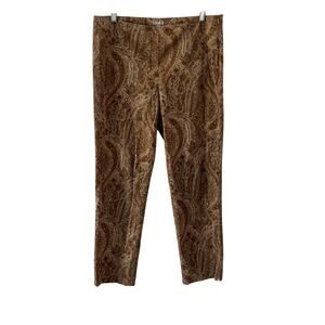 J.Jill- Brown Paisley Ankle Pants Side Zip Size 10